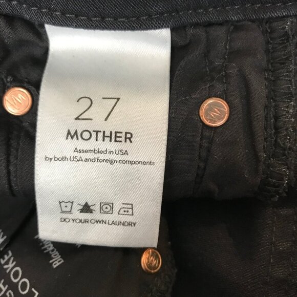 MOTHER The High Waisted Looker Ankle Fray Black Jeans Size 27 - Picture 9 of 10